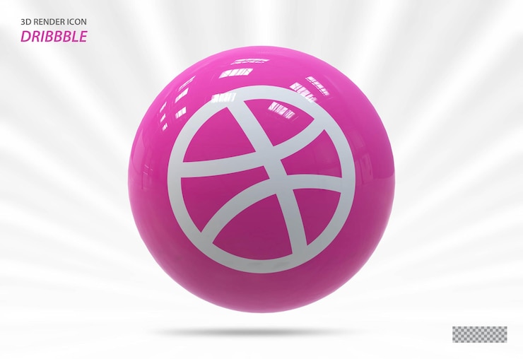 PSD icona dribbble social media 3d