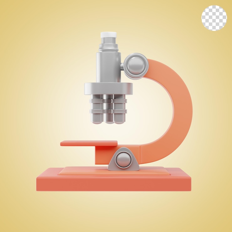 PSD icona e illustrazione 3d del microscopio