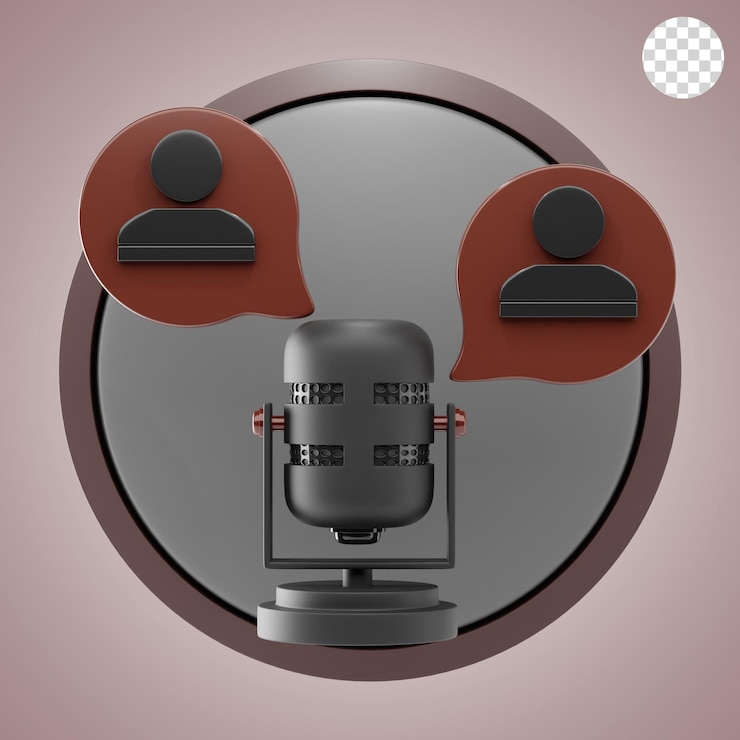 PSD icona e illustrazione del podcast 3d