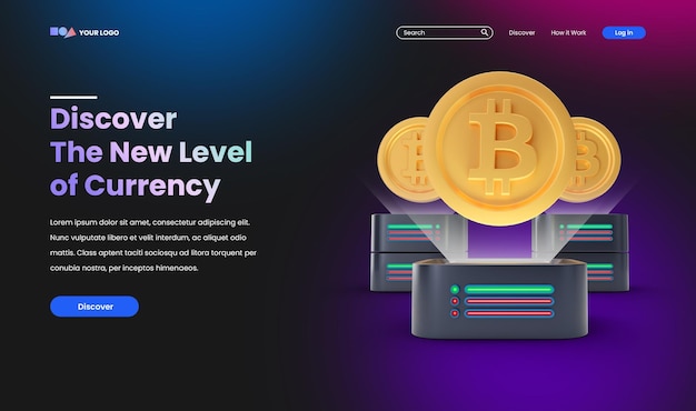 Icona e illustrazione della moneta in valuta digitale 3D Crypto per l'illustrazione web di marketing digitale