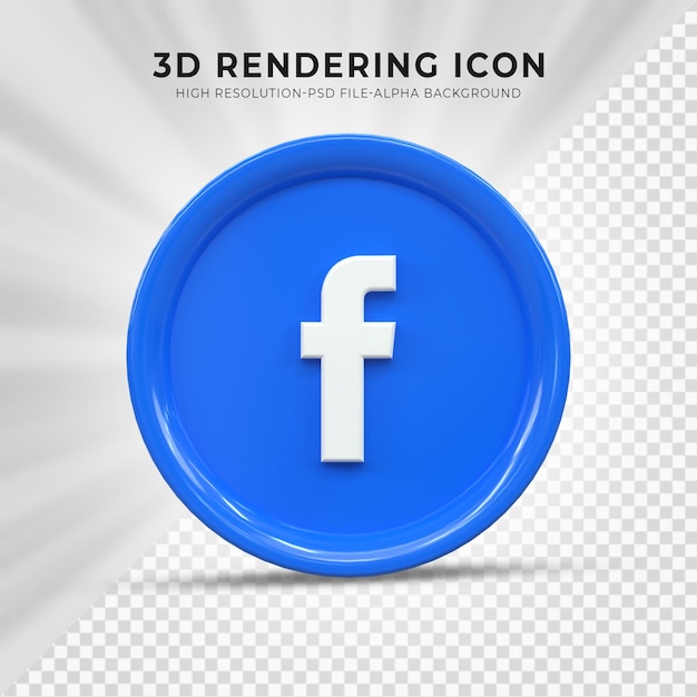 Icona Facebook 3d Social Media Icona 3d lucida colorata rendering 3d per la composizione