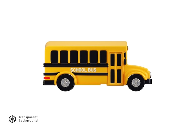 Icona gialla dell'autobus scolastico illustrazione vettoriale di rendering 3D