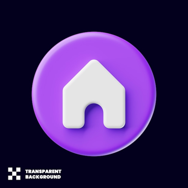 Icona Home nel rendering 3D minimalista