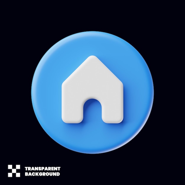 Icona Home nel rendering 3D minimalista