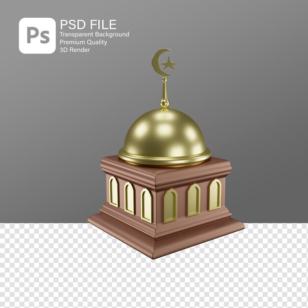 Icona islamica della moschea 3D per i social media dopo il rendering 3D