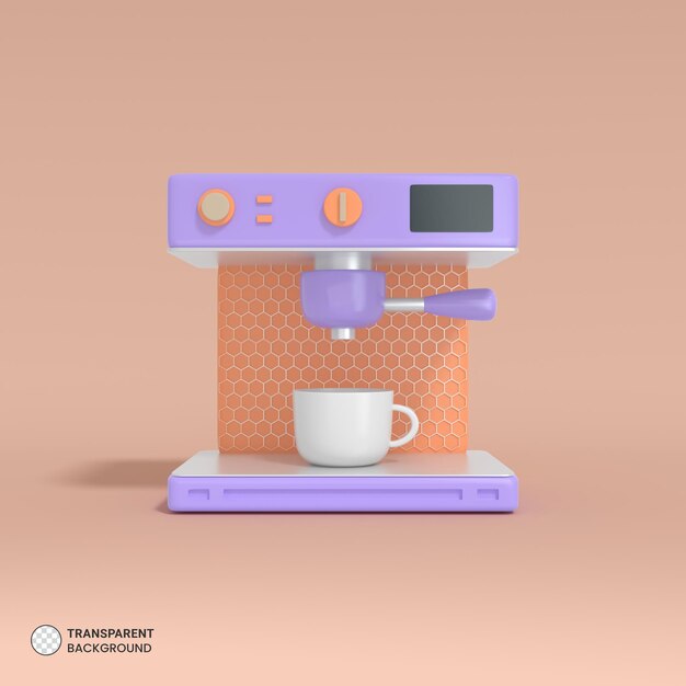 Icona isolata del rendering 3d della caffettiera