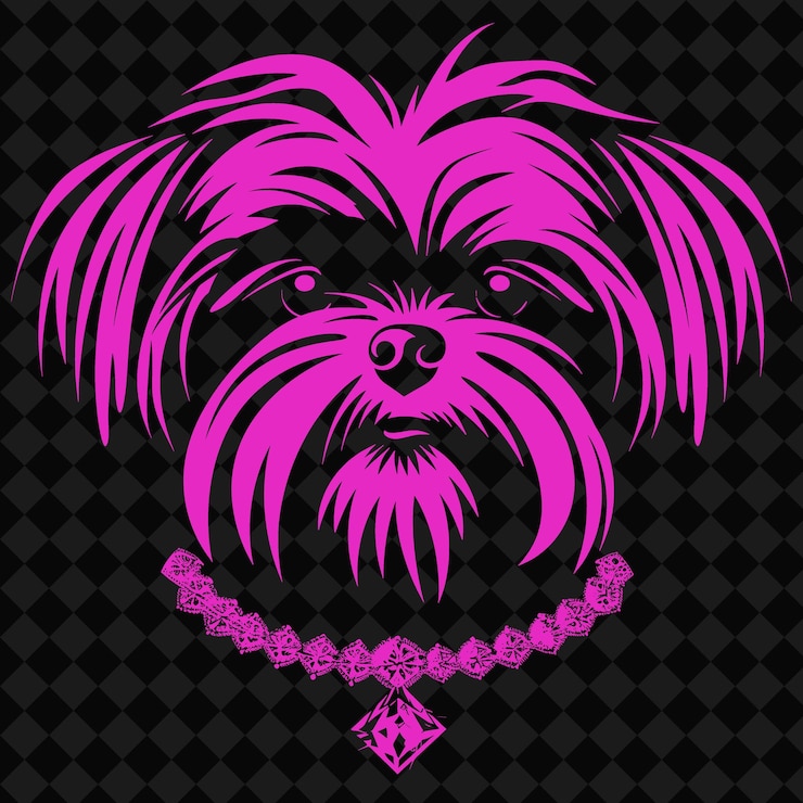 PSD icona maltese faccia di cane raffinata con un mantello bianco setoso e un disegno artistico vettoriale animale illustrato