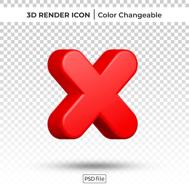 Icona modificabile del colore del rendering 3d del segno a croce
