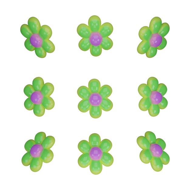 Icona o simbolo 3D di un fiore