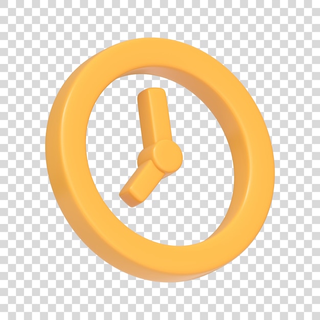 Icona orologio gialla isolata su sfondo bianco Segno e simbolo dell'icona 3D Stile minimale cartoon