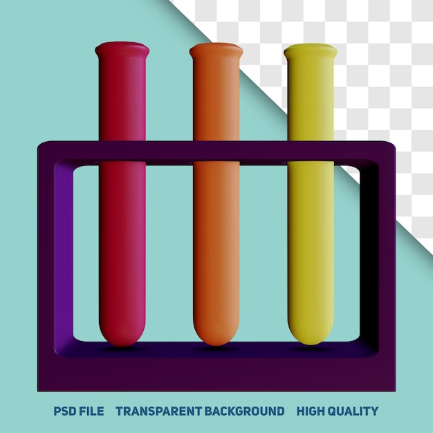 icona psd premium della provetta minimalista di rendering 3d