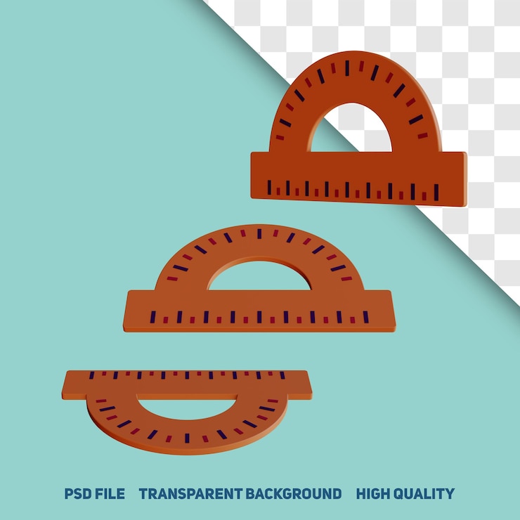 PSD icona psd premium vista laterale del righello minimalista di rendering 3d