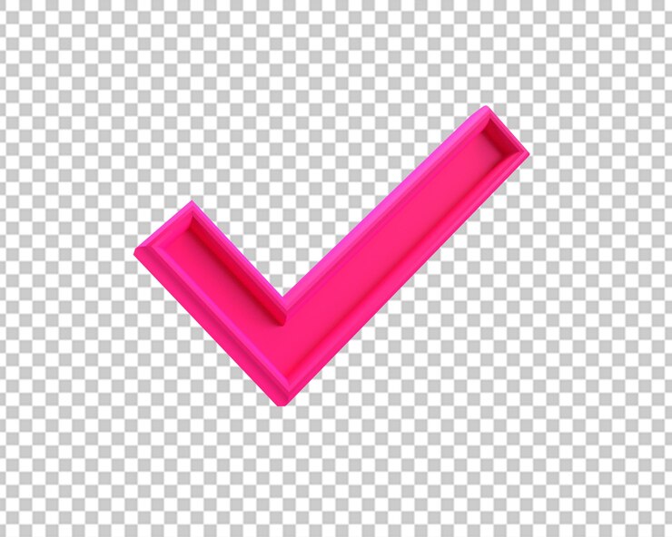 PSD icona rosa corretta destra 3d