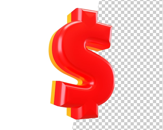 Icona rossa dei soldi del dollaro 3d rendono