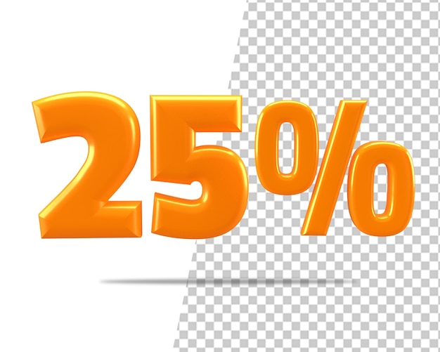 Icona sconto oro 25% vendita grande offerta 3d