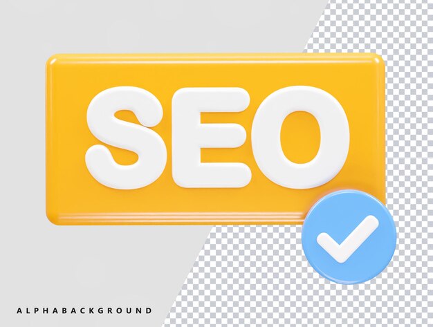 Icona Seo illustrazione 3d rendering elemento trasparente