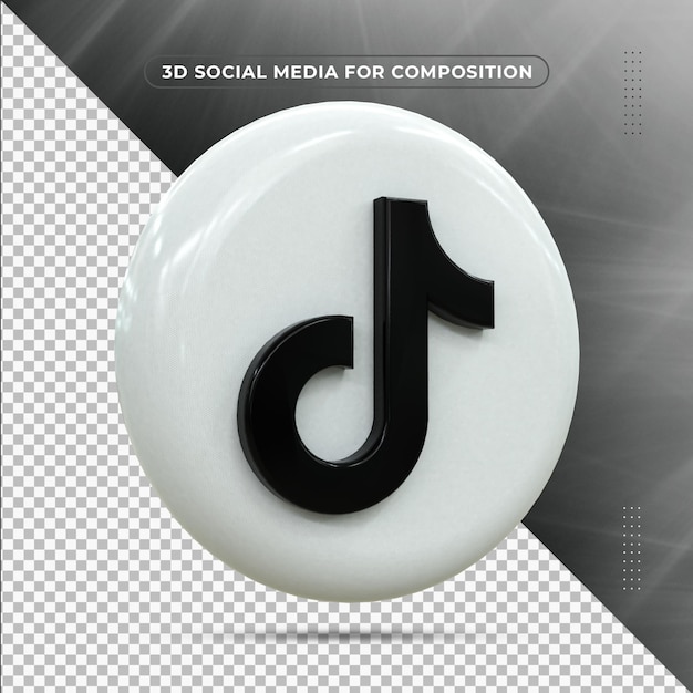 Icona Tiktok 3d Social Media Icona 3d lucida colorata rendering 3d per la composizione