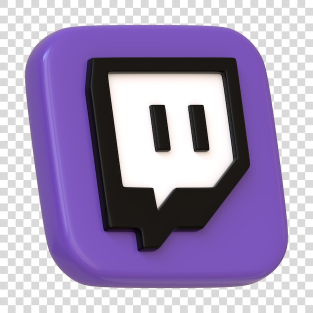 Icona Twitch isolata su sfondo bianco Segno e simbolo del logo del pulsante quadrato dell'app social media