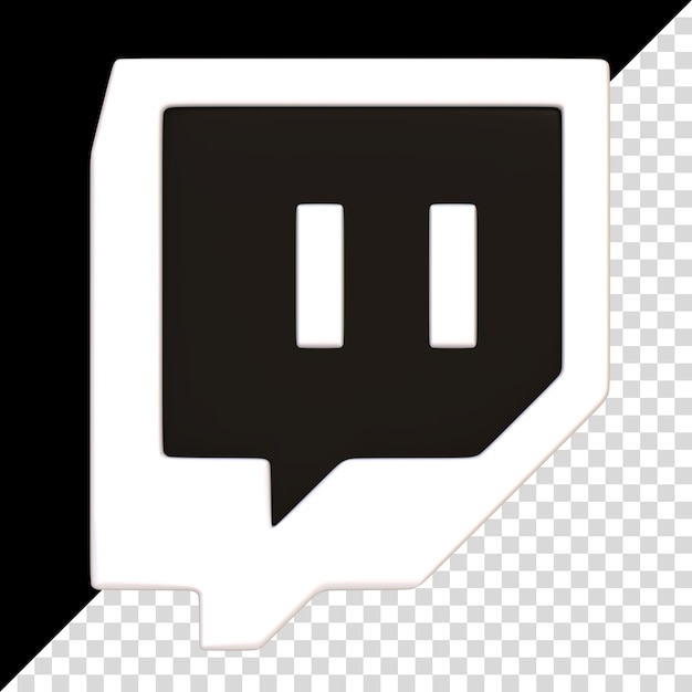Icona Twitch isolata su sfondo nero Piattaforma tecnologica streaming Logo del pulsante dell'app social media