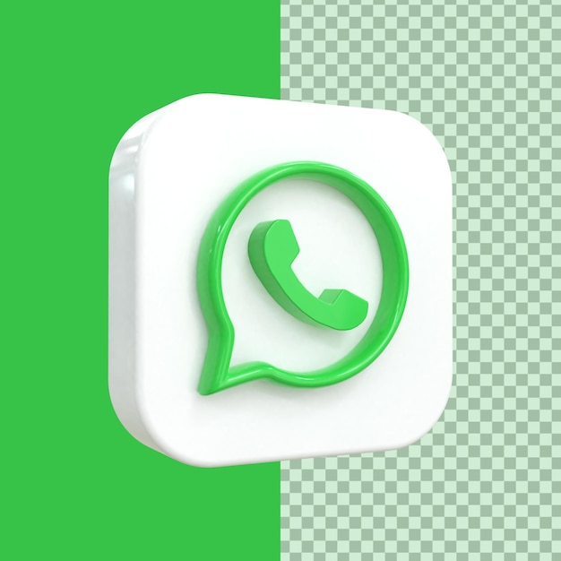 Icona WhatsApp 3d Social Media Icona 3d lucida colorata rendering 3d per la composizione