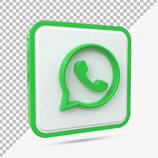 Icona WhatsApp 3d Social Media Icona 3d lucida colorata rendering 3d per la composizione