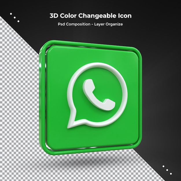 Icona Whatsapp 3d Social Media Icona 3d lucida colorata rendering 3d