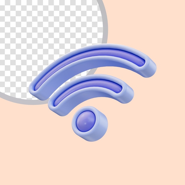 Icona WIFI Concetto di rendering 3d per segnale di connessione di trasferimento dati wireless a banda larga e simbolo del segno