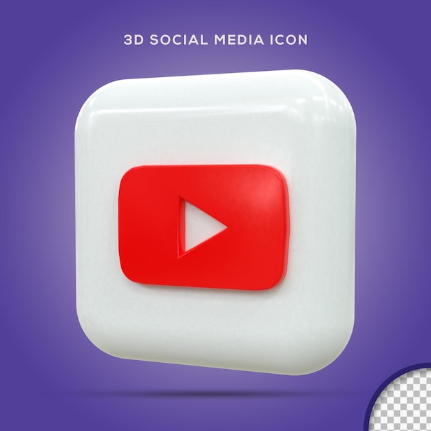 Icona YouTube 3d Social Media Icona 3d lucida colorata rendering 3d per la composizione