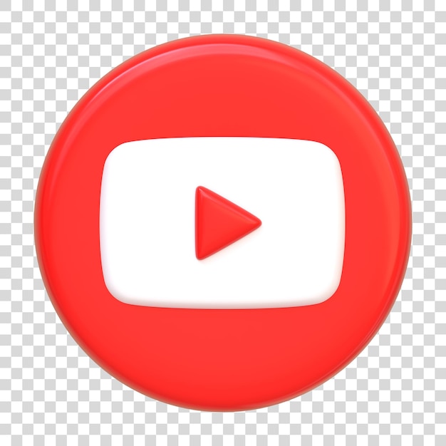 Icona YouTube isolata su sfondo bianco Pulsante di riproduzione rotondo per video e audio App per social media