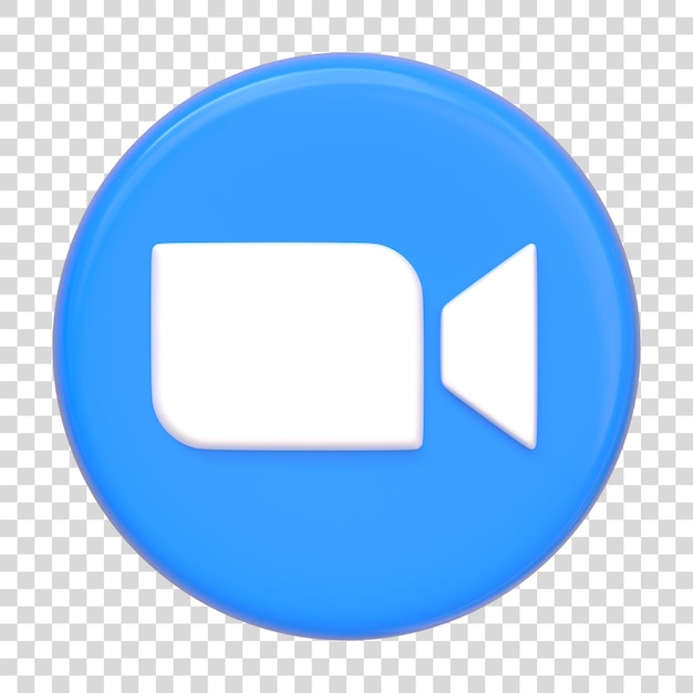 Icona zoom isolata su sfondo bianco Simbolo e segno del logo del pulsante rotondo dell'app social media rendering 3D