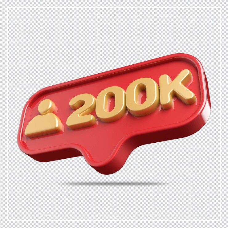 PSD icône 200k abonnés 3d or