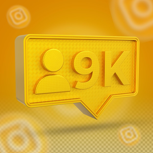 Icône 3d D'abonnés Instagram 9k D'or