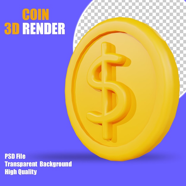 ÍCONE 3D AMARELO MOEDA BUSSINES LARANJA BECKGROUND