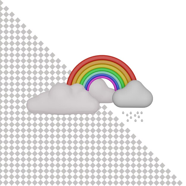 PSD icône 3d arc-en-ciel et nuage