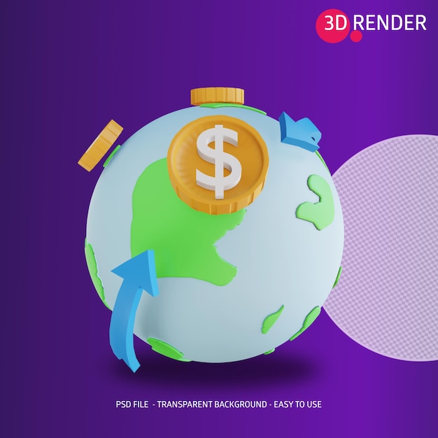 Icône 3d De L'argent Mondial