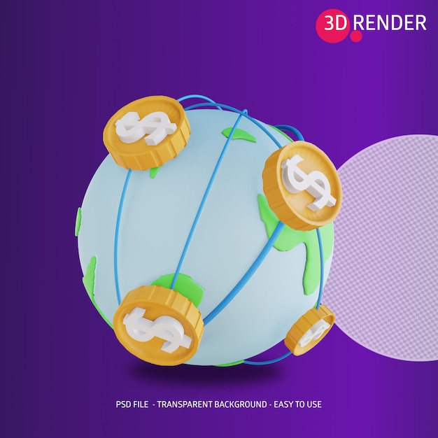 Icône 3d De L'argent Mondial