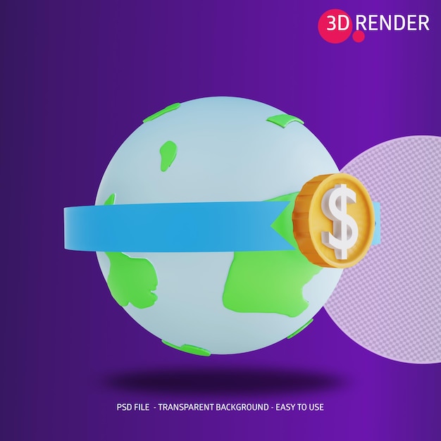 Icône 3d De L'argent Mondial