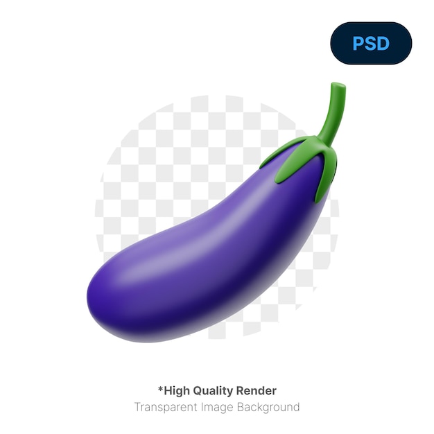 Icône 3d Aubergine Psd Premium