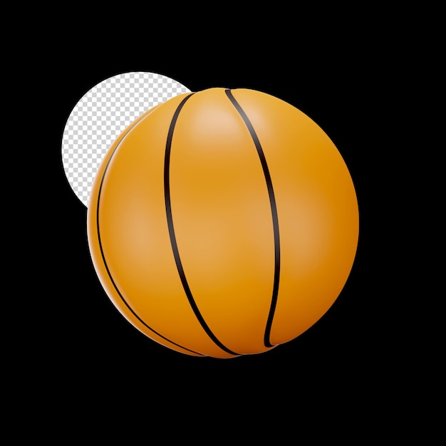 Icône 3d De Basket-ball Orange Sur Fond Noir