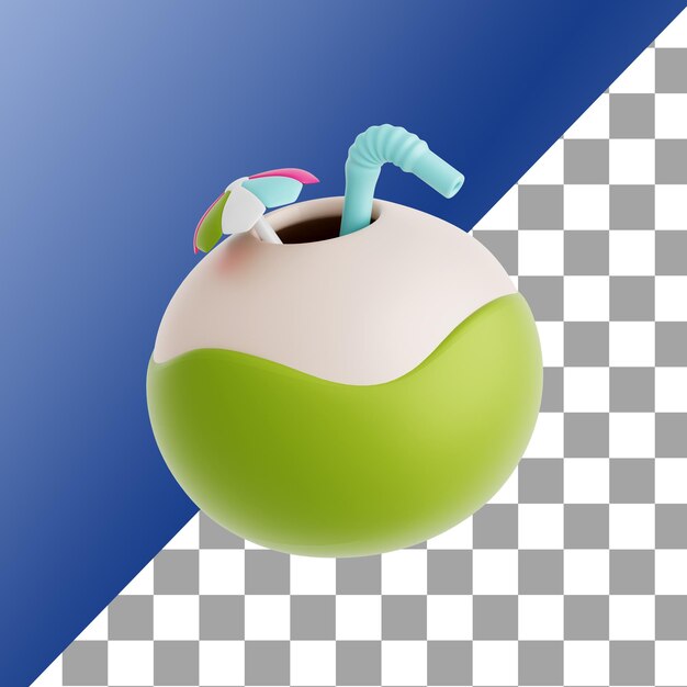 Icône 3D de la boisson à la noix de coco
