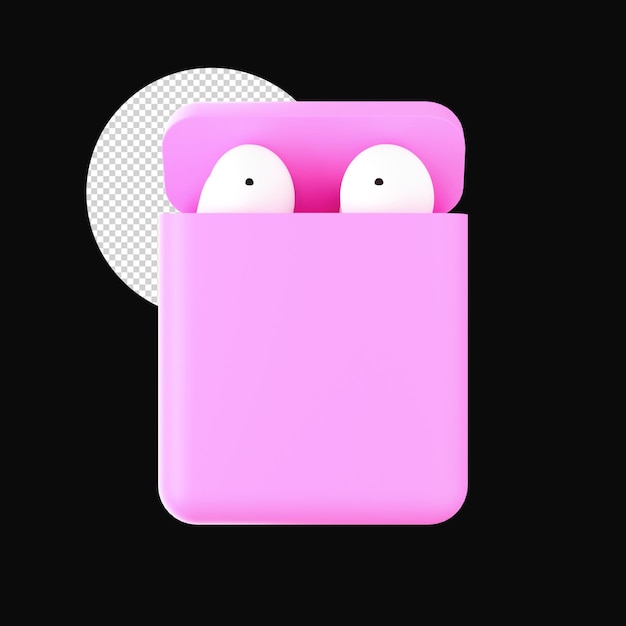 Icône 3d De Boîte D'écouteurs Rose Et Blanc Sur Fond Noir