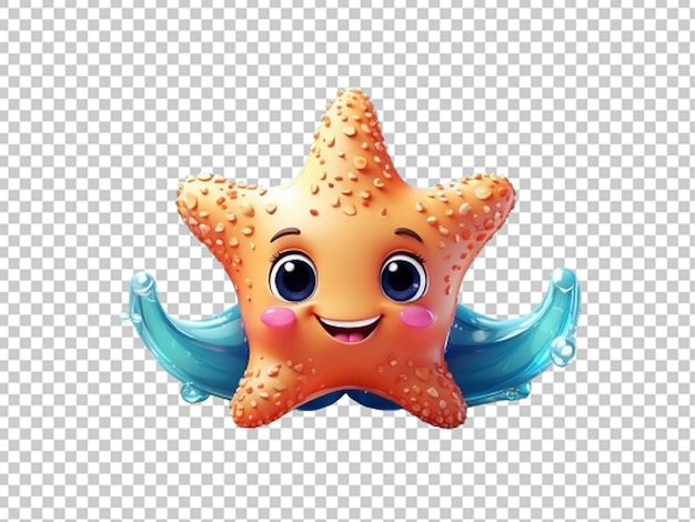 PSD Ícone 3d bonito desenho animado sorridente starfish