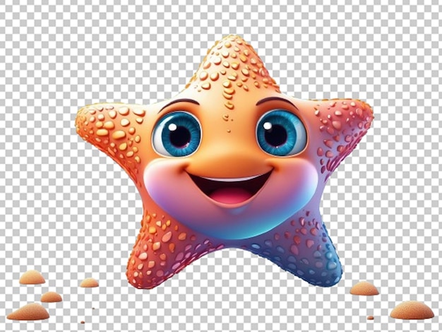 PSD Ícone 3d bonito desenho animado sorridente starfish