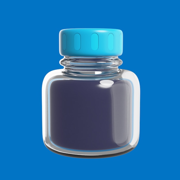 Icône 3D avec bouteille d'encre