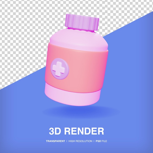 PSD icône 3d de bouteille de médecine