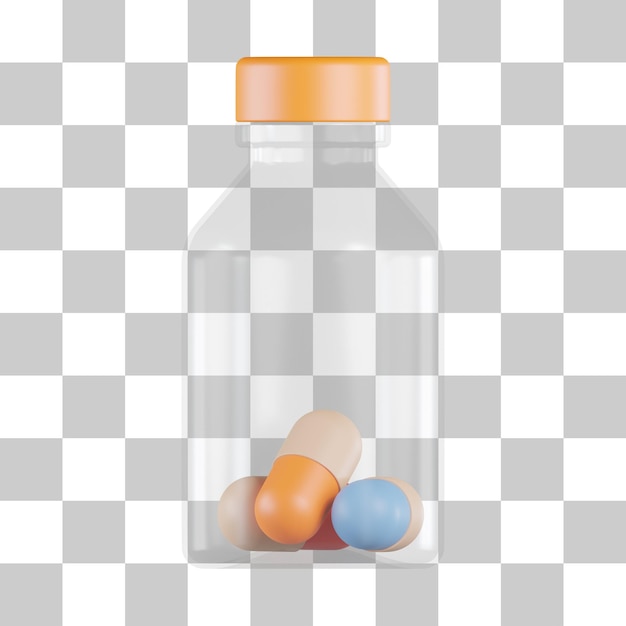 PSD icône 3d de bouteille de pilules