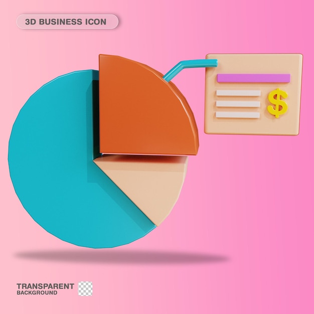 Icône 3d Business Pie Chart Infographie Pour La Source De Marketing De La Bannière De La Page De Destination Du Site Web