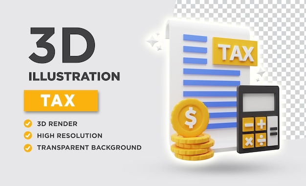 PSD icône 3d de calcul de taxe