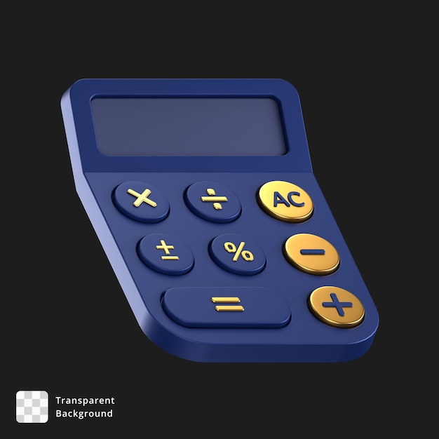 Icône 3d D'une Calculatrice Bleue Avec Des Détails Dorés