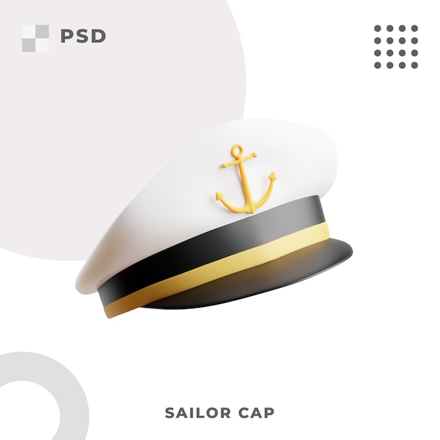 PSD icône 3d de casquette de marin